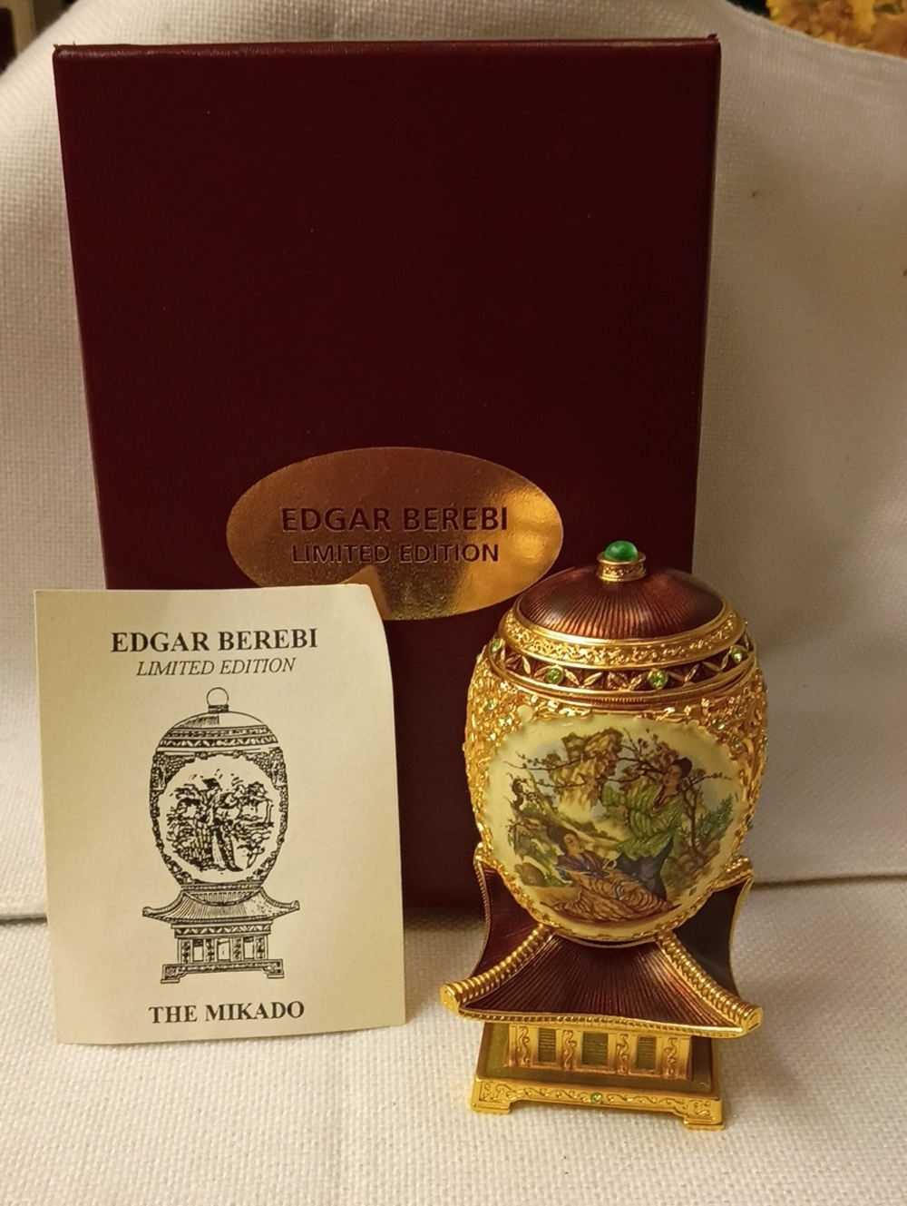 Edgar Berebi "The Mikado" Limited Edition Decorative Egg Trinket Box, New!